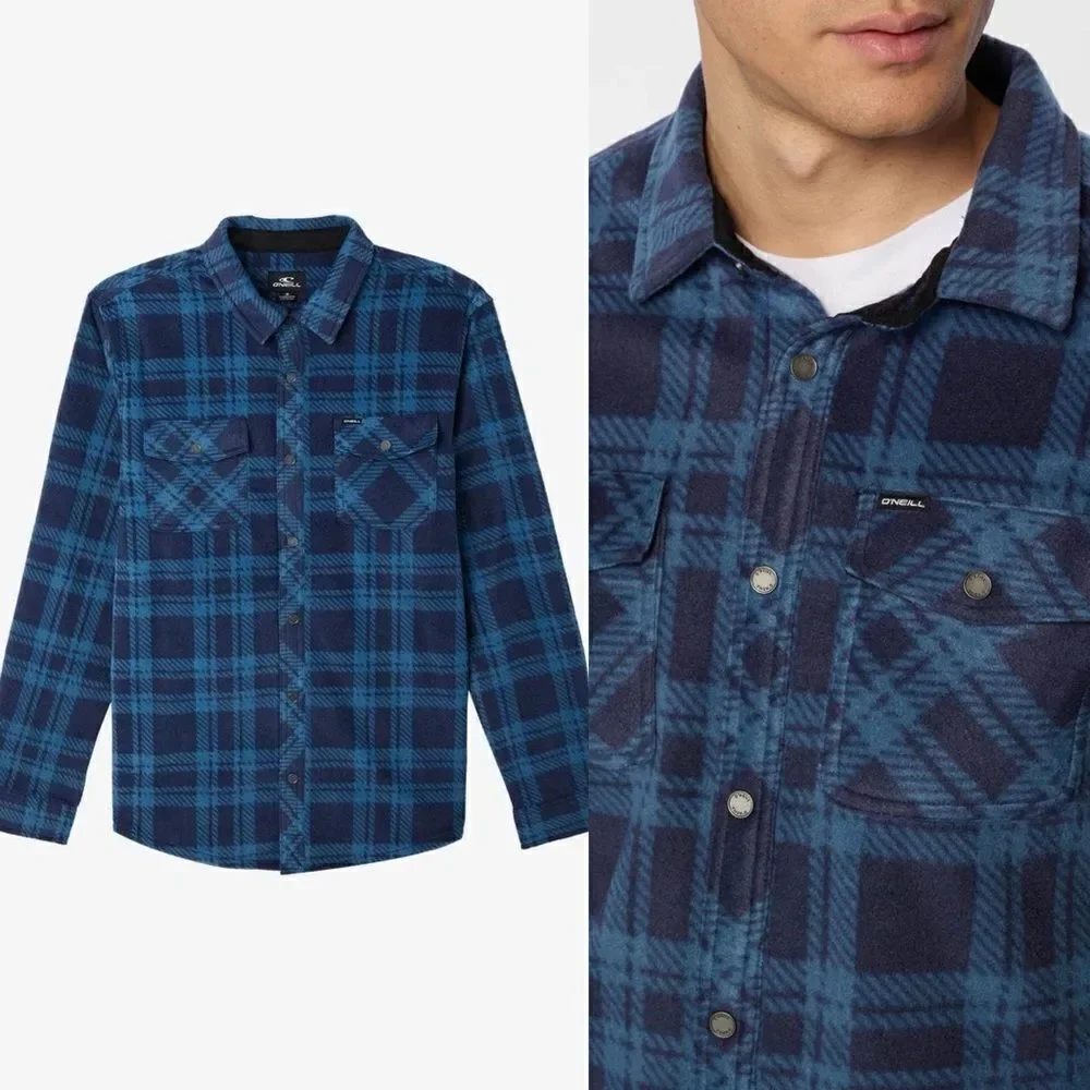 🆕️ O'NEILL Glacier Plaid Superfleece Flannel Button Down Size S